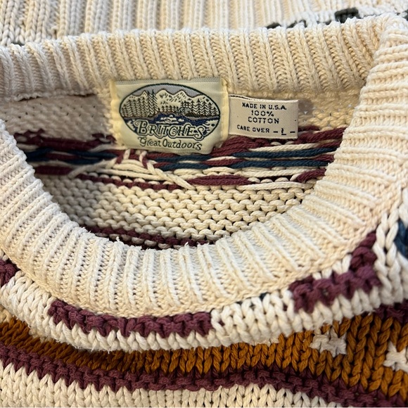 Vintage Britches Great Outdoors USA Men’s Cotton Geometric Sweater Knit L Flaws - Picture 13 of 13